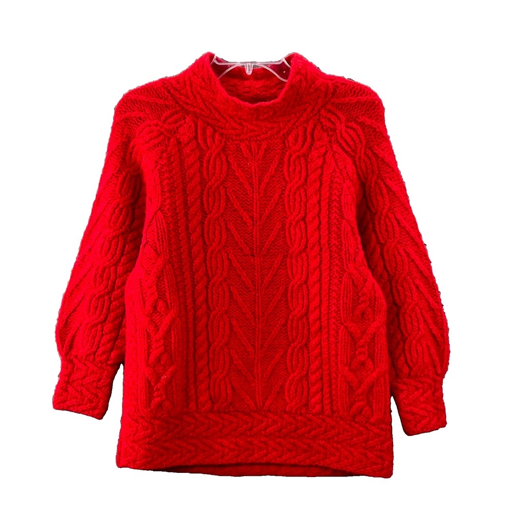 Vintage Susann D Sweater Womens Medium Red Cable Knit Classic Academia Preppy